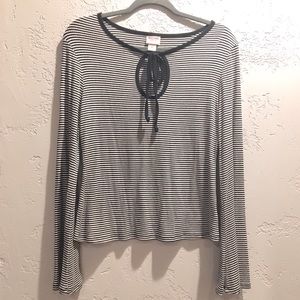 Black & White Striped Bell Sleeve Top!